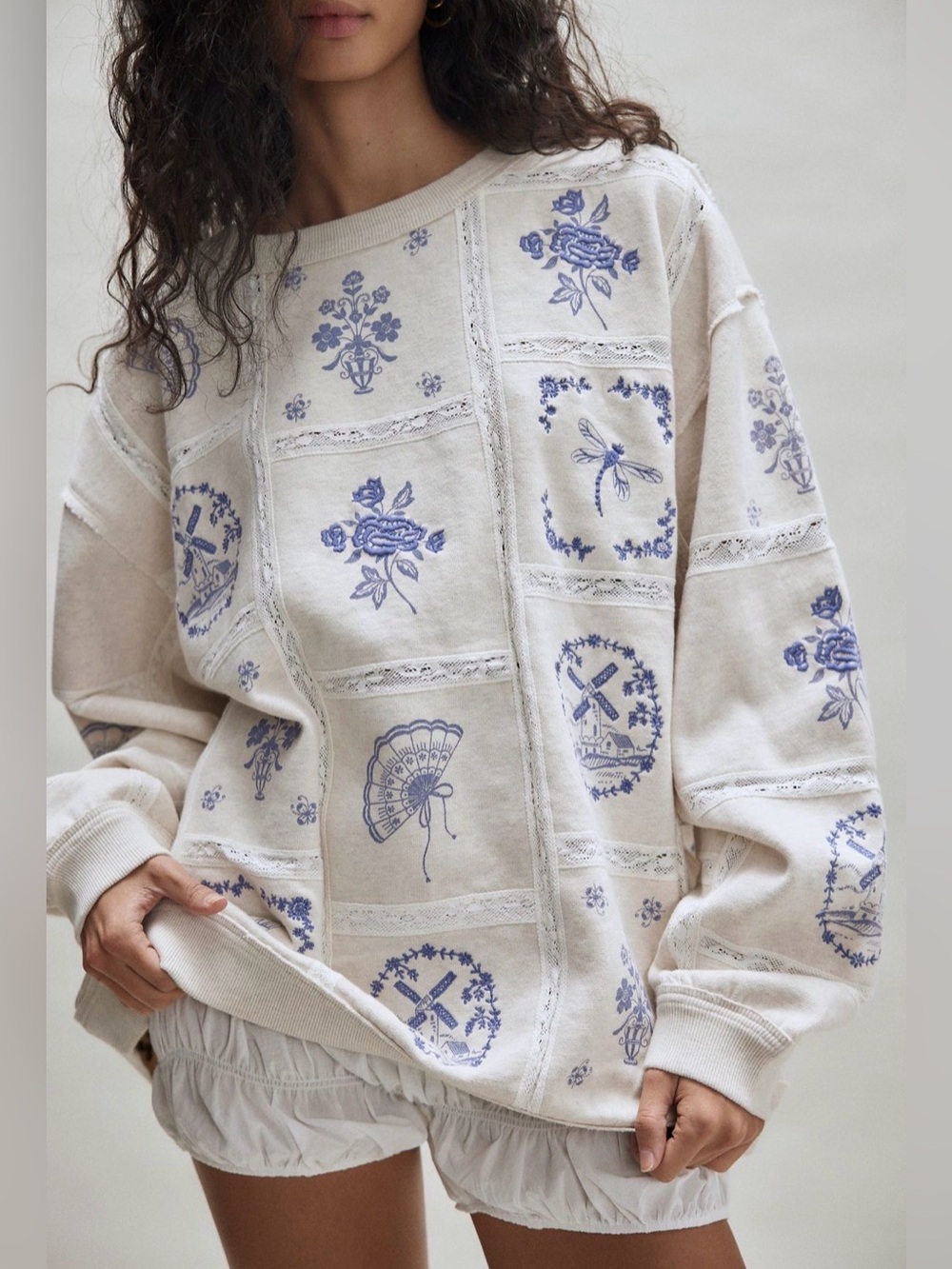 Free People Rudy Embroidered Sweatshirt